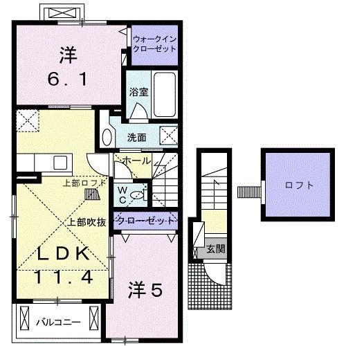 ヴォラス ポルタ(2LDK/2階)の間取り写真