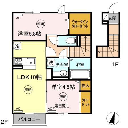 PORT CASA EBISU(2LDK/2階)の間取り写真