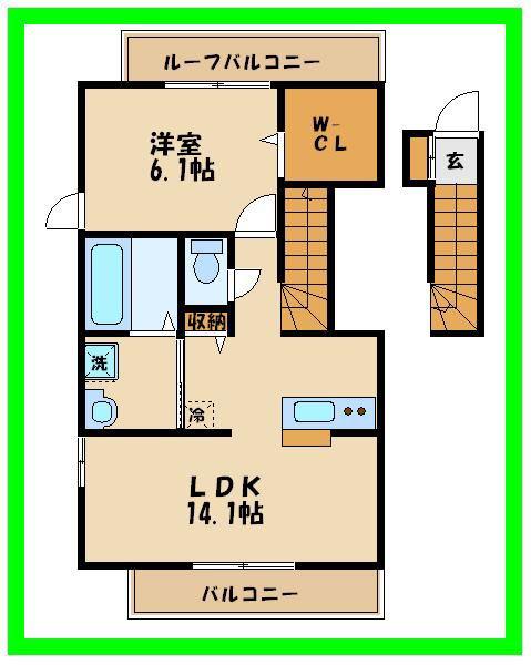 コンフォルト砧(1LDK/2階)の間取り写真