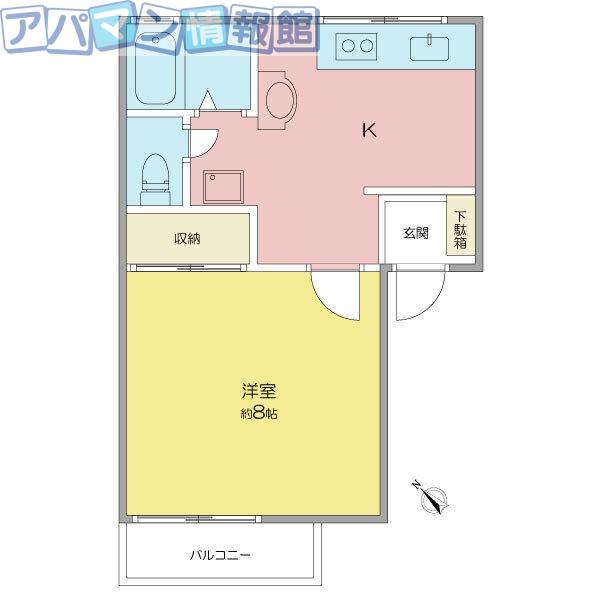 グリーンヒルズA(1K/1階)の間取り写真