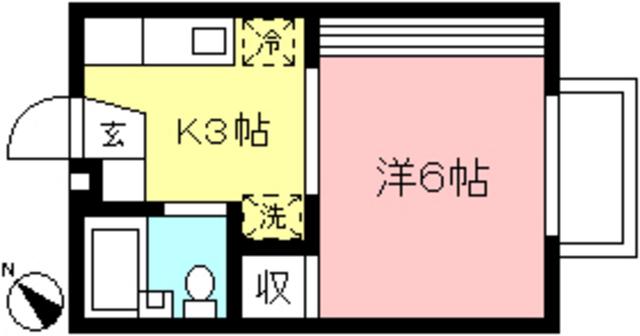 シェモア喜多見(1K/2階)の間取り写真