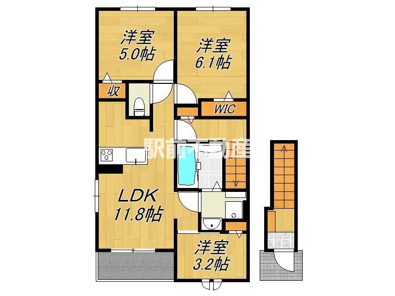 ハピネスII(3LDK/2階)の間取り写真