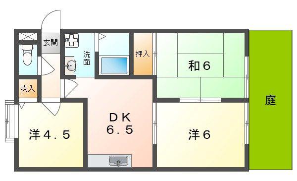 ビューハイムカオル(3DK/1階)の間取り写真