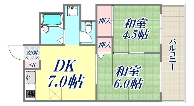 エメラルド久々知パート2(2DK/3階)の間取り写真