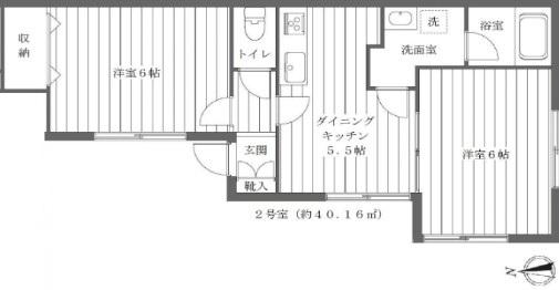 カルムU(2DK/1階)の間取り写真