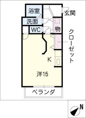 プランドール・アイ(ワンルーム/2階)の間取り写真