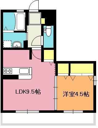 ドミール北上尾(1LDK/2階)の間取り写真