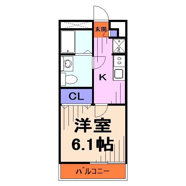 カシオペア(1K/2階)の間取り写真