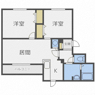 ソレアード北15条(2LDK/3階)の間取り写真