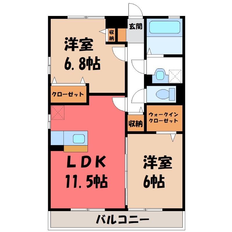 リーベン(2LDK/1階)の間取り写真