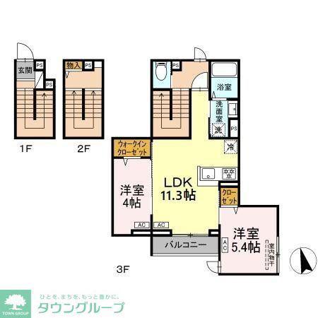 セレスティア堀切(2LDK/3階)の間取り写真