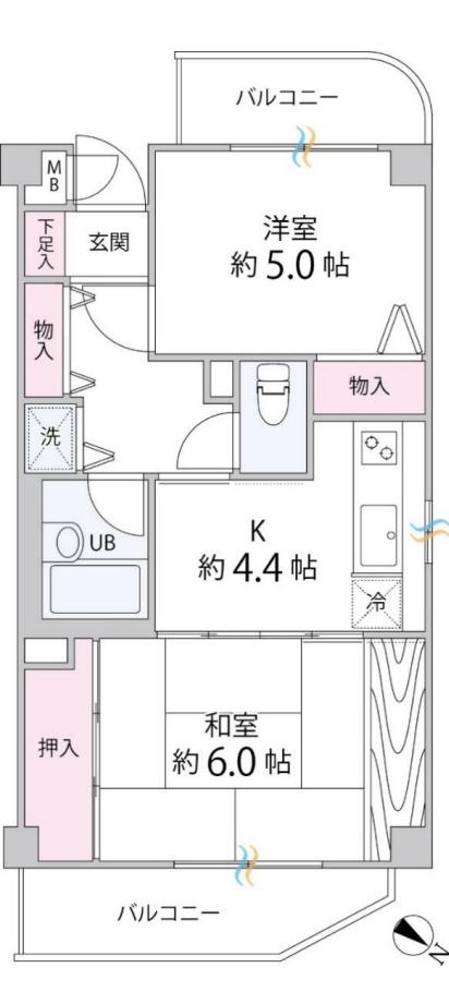 やまぎしクオリティ(2DK/3階)の間取り写真