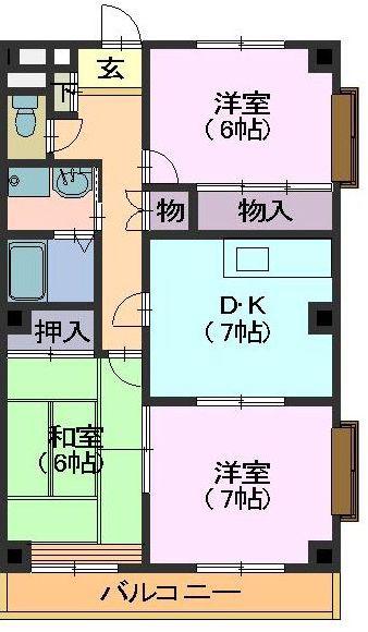 アサノハイツ(3DK/2階)の間取り写真