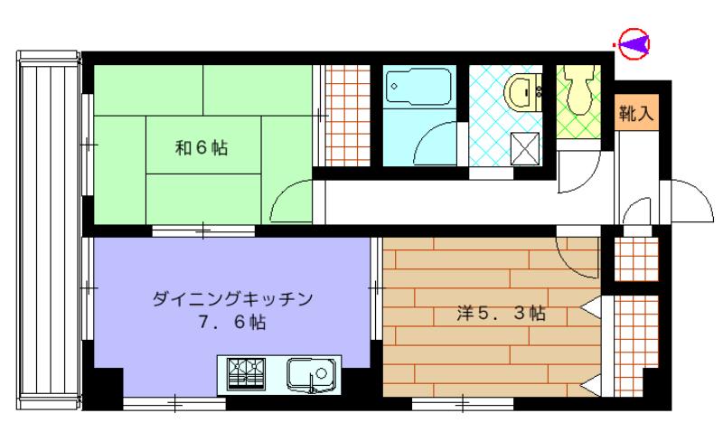 パプトゥリィローズ(2DK/3階)の間取り写真
