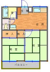 堀内第2コーポ(2K/2階)の間取り写真
