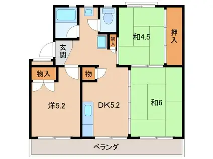 太田団地B(3DK/4階)の間取り写真