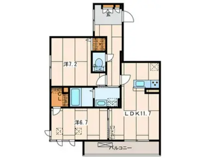 ミュールブランII(2LDK/3階)の間取り写真