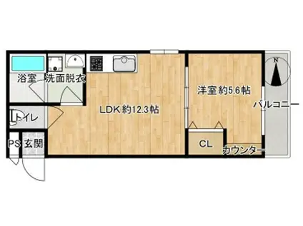 駅前つばきハイツ(1LDK/2階)の間取り写真