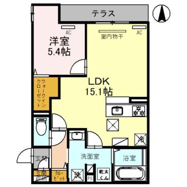 CLASHIST平野西ノース(1LDK/1階)の間取り写真