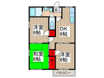 ドミール石井(3DK/2階)の間取り写真