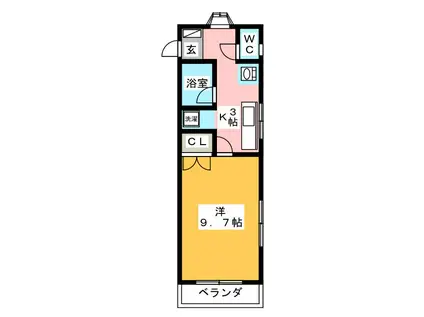 津島ハイツ(1K/2階)の間取り写真