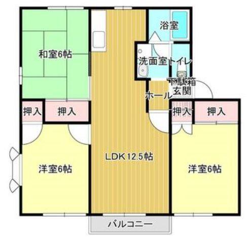 ラシーヌ広沢(3LDK/2階)の間取り写真