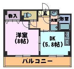 ヒルズ雅(1DK/2階)の間取り写真