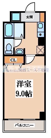 Mプラザ布施弐番館(1K/9階)の間取り写真