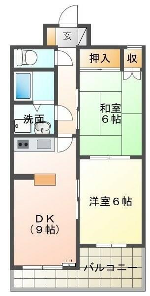 エーデルハイムK(2DK/1階)の間取り写真