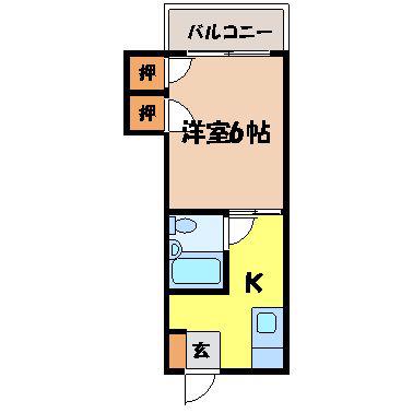 エトワール石橋(1K/3階)の間取り写真