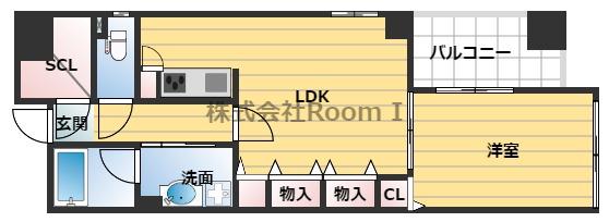 ノステルコート夕陽丘(1LDK/5階)の間取り写真
