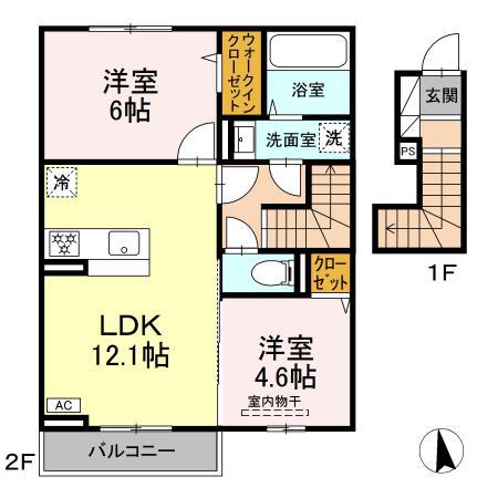 エフフォーリア(2LDK/2階)の間取り写真