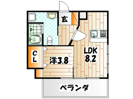 ベーシックビルディング八幡(1LDK/12階)の間取り写真