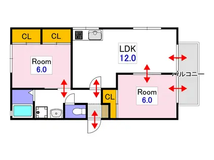 パレスキロロ(2LDK/2階)の間取り写真