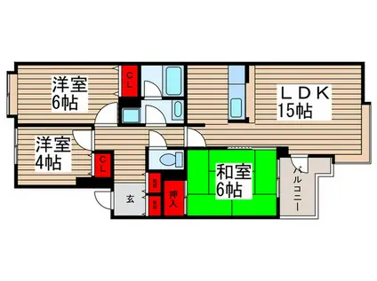 リズ市川平田(3LDK/3階)の間取り写真