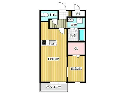リヴェール(1LDK/2階)の間取り写真