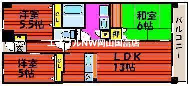 クレストコート門田(3LDK/1階)の間取り写真