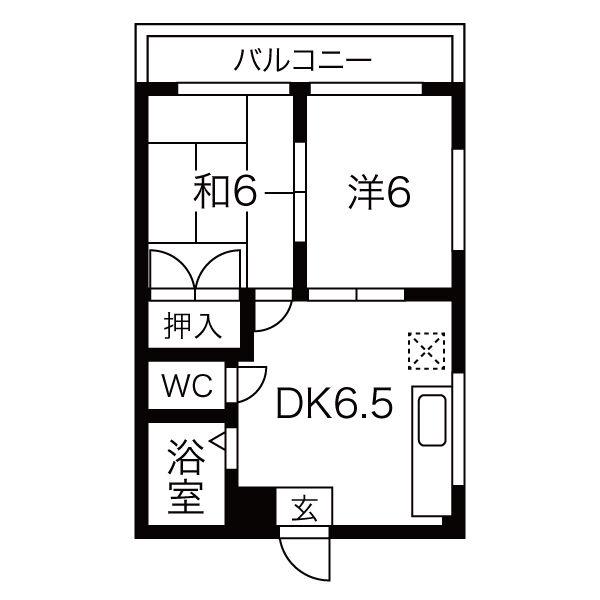 ヴェルドミール(2DK/3階)の間取り写真