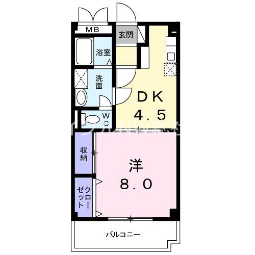 グランパス21(1DK/4階)の間取り写真