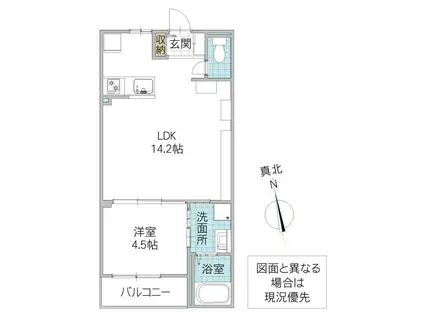 エミネンス・ハラ A(1LDK/2階)の間取り写真