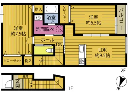 トロワスール(2LDK/2階)の間取り写真