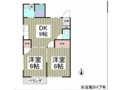 ウッドハイムA(2DK/2階)の間取り写真