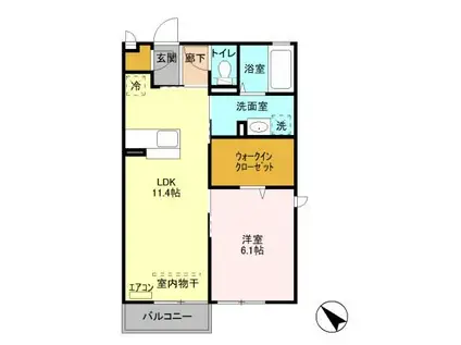 シャンテクレール II(1LDK/2階)の間取り写真