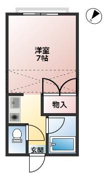 ソフィアI(ワンルーム/2階)の間取り写真