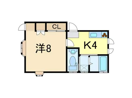 フローラルパレスII(1K/1階)の間取り写真