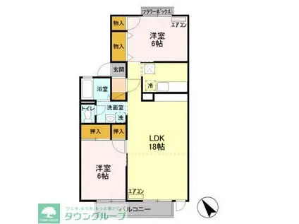 コーポリンクルB棟(2LDK/1階)の間取り写真