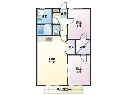 アリストヴィラK A(2LDK/2階)の間取り写真