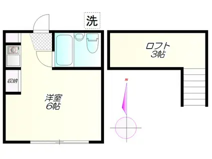 第2コーポ石原(ワンルーム/1階)の間取り写真