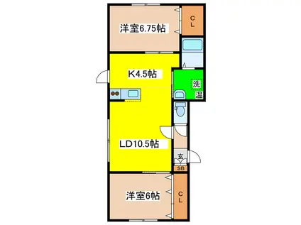 シャトレイ西青山II(2LDK/2階)の間取り写真