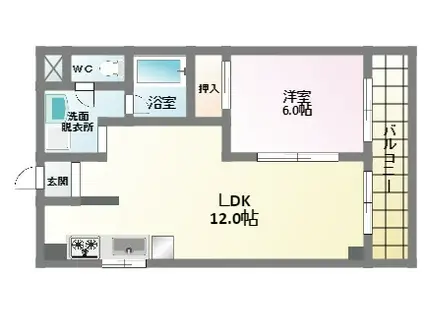 ローレルハイツ(1LDK/2階)の間取り写真